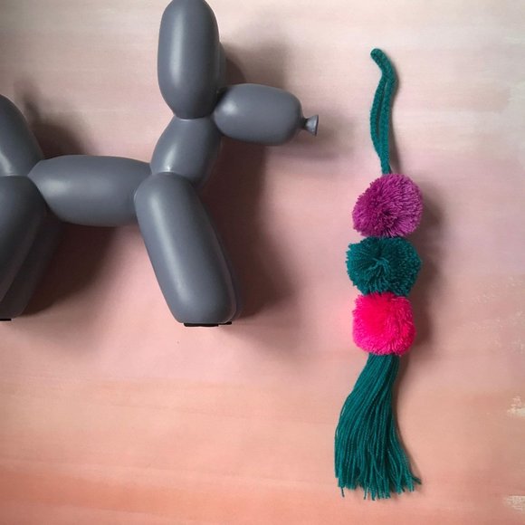 Handmade PomPom Tassel Pom Pom Bright Multi Color Pink Blue Purple - Picture 1 of 5
